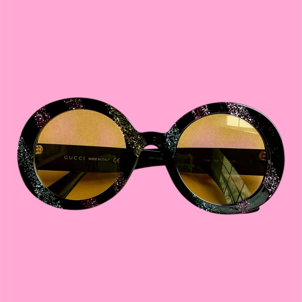 Gucci Acetate Round Glitter Sunglasses